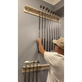 Horne Golf Golf Club Wall Mounted Display Rack Shelf 14 Club Holder Handcrafted Real Wood