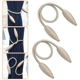 2 Pieces Beige Curtain Tiebacks hooks Hand Knitting Window Holdbacks Holder - DIY Creative Random Modelling European Style Curtain Ropes Drape, Wheat Shape Curtain Clip for Home and Office Decoration