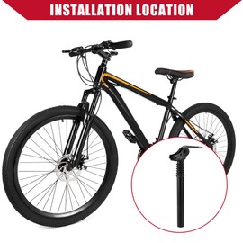 Hihaha Bicycle Seat Post / Inner Adjustable Bike Seat for MTB Mountain Bike / Durable Aluminum Alloy Iron 27.2x300mm / 1Pcs Black