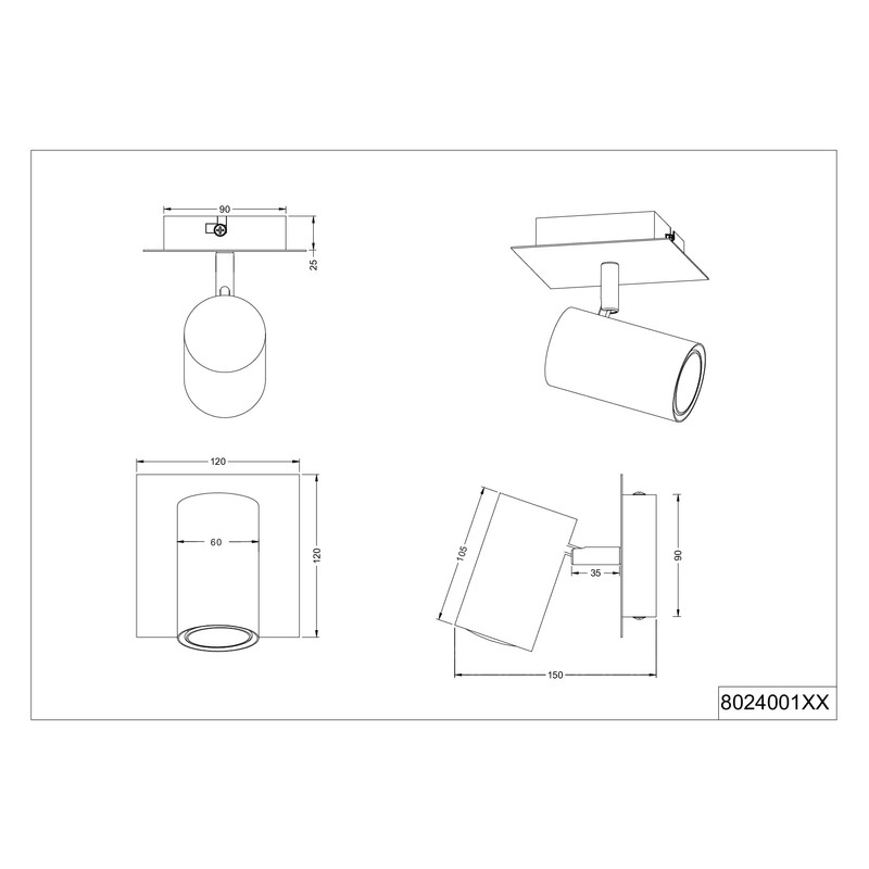Trio Leuchten Marley 802400165 Wall Spotlight Metal Coffee / Warm