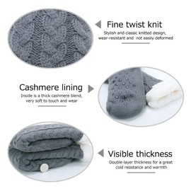 BOER Slipper Socks - Winter Ladies Non Slip Soft Cozy Slipper Socks Fleece Lined Fluffy and Furry Knitted Warm Home Socks (Grey)