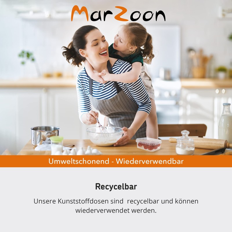 Marzoon 50 Plastic Jars Set with Lid, Small, Square, 280