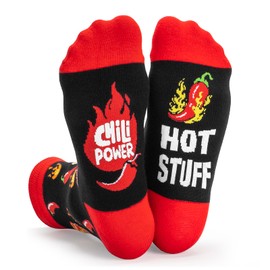 A AIFAMY Christmas Socks for Women Men Novelty Socks for Christmas Gag Gift White Elephant Gift Exchange (US, Alpha, One Size, Regular, Regular, Red-HotStuff)