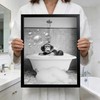 Framed Chimpanzee Bathroom Wall Art, Fun Black And White Monkey
