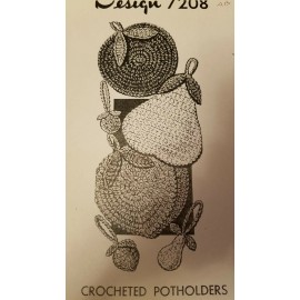 Alice Brooks 7208 Vintage AB FRUIT POTHOLDERS X 3, Patterns to CROCHET (Repro)  ALICE BROOKS