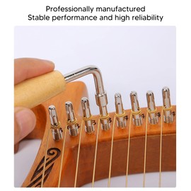 Piano Tuning Key, L Shape Stainless Steel Solid Wood Handle Lever Square Adapter Piano Tuner Tool for Harp Sounds, Small and Portable