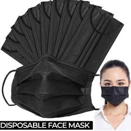 Unbranded 100 PCS Disposable Face Mask Non Medical Surgical 3 Ply Ear loop Black Masks USA