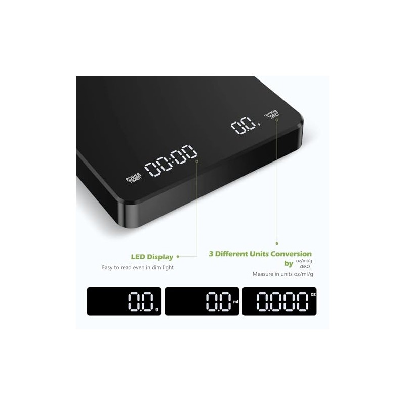 Oodle Coffee Mini Digital Scale, 3kg/0.1g Precision Scale for Espresso