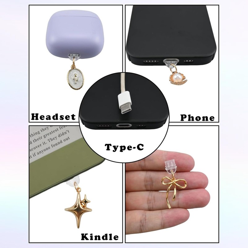 8 Pcs Type C Dust Plugs with Butterfly, USB C