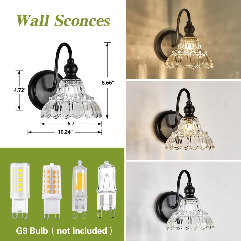 TLOLGT Modern Black Wall Sconce Mini Wall Light Made of