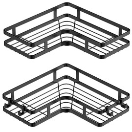 Corner Shower Shelves,Shower Shelves no Drilling,2 Pack Shower Corner Caddy,Stainless Steel Shower Caddy Corner Shelf with 4 Hooks for Bathroom Kitchen