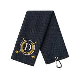 CybGene Golf Towels Gift, Monogrammed Golf Towels for Golf Bags for Men and Women on National Golf Day, Retirement, Birthday, and Christmas, 16”x 24” Microfiber Golf Towel - Initial D