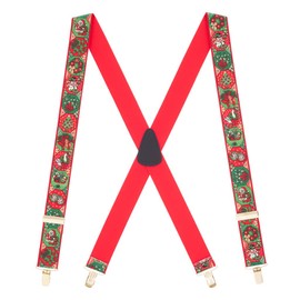 Suspender Store Novelty Holiday Spirit Christmas Suspenders - 1.5-Inch Wide Elastic - X-Back - Brass Clip - 3 Sizes