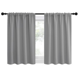 NICETOWN RV Blackout Curtains for Camper Windows, Short Room Darkening Curtains for Kitchen, Home Decoration Thermal Insulated Rod Pocket Drapes for Small Windows (Silver Grey, 2 Panels, W42 x L36)