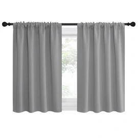 NICETOWN RV Blackout Curtains for Camper Windows, Short Room Darkening Curtains for Kitchen, Home Decoration Thermal Insulated Rod Pocket Drapes for Small Windows (Silver Grey, 2 Panels, W42 x L36)