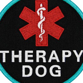 TailWag Planet Therapy Dog Service Dog EMS Patch Embroidered Vest/Harnesses Badge Fastener Hook & Loop Emblem