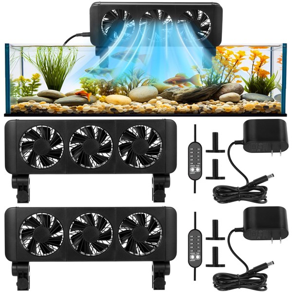 Tujoe 2 Pcs Aquarium Chillers Fan 3 Head Adjustable Fish