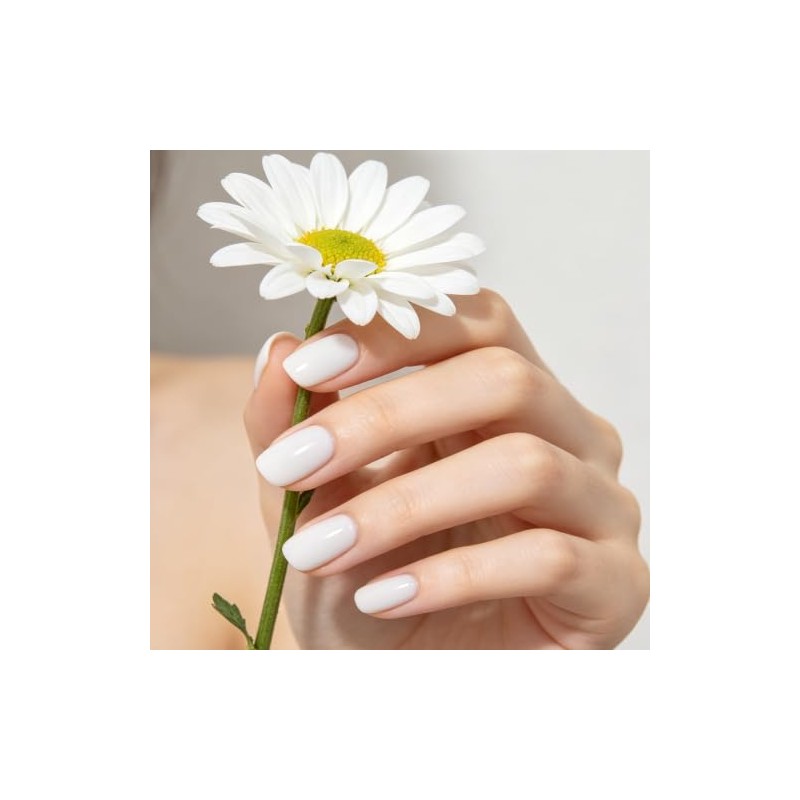 Uñas postizas blancas cortas cuadradas – 32 piezas de uñas
