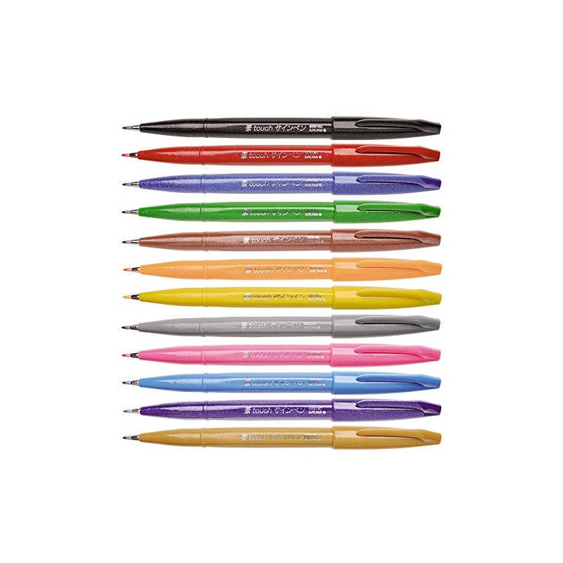 Pentel Fude Touch Sign Pen, Black, Felt Pen Like Brush