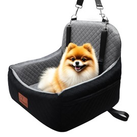 Dog Car Seat for Small Dogs,2 Adjustable Safety Puppies Leashes,Memory Foam with Soft Fabric Pets Travel Car Bed with Non-Slip Bottom,Easily Installed in Front and Back Seats,Removable and Washable.