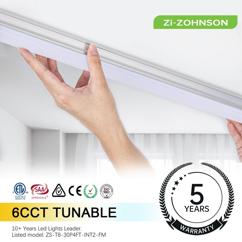 Zi-ZOHNSON 6 Pack 6CCT Tunable 4FT led Shop Lights for