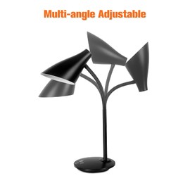 LED Desk Lamp, Black Desk Lamps for Home Office College Dorm Room Eye-Caring Reading, Gooseneck Desk Lamp, Study Desk Light with USB Port, 3 Brightness Levels, 5 Color Temperature, 45Mins Auto-Timer