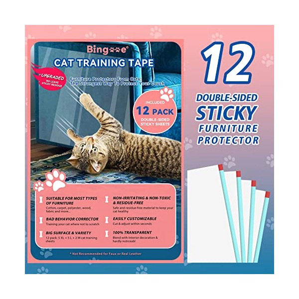 Furniture Protectors from Cats, Bingooe 12Pack Cat Scratch Deterrent Training