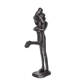 Aoneky Affectionate Couple Art Iron Sculpture, Passionate Love Statue Romantic Metal Ornament Figurine Home & Office Decoration (Jump Hug Kiss)