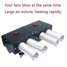 CYDZSW Car Battery Powered Heater,Portable Electric 12 Volt Camping Heaters for UTV and Truck Cab Seat Kit,Auto Vehicle Dash Heater,Windshield Window Defogger Defroster,12V 500W 4 Holes