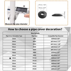 Juvielich 4Pcs Pipe Cover 5/8" OD Hole Wall Cover Fit for 0.63 Inches Plastic Flange Pipe Cover Decoration Black Escutcheon Plate for 1/2" Pipe Radiator Cover for Wall Pipe Tube Plate for Bathroom