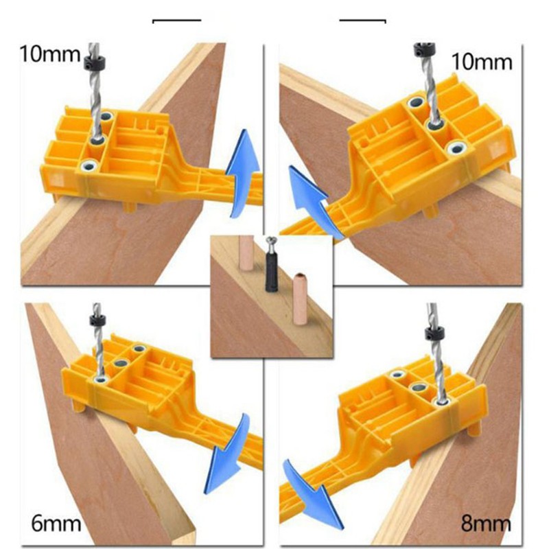 44Pcs Dowel Jig Handheld Dowelling Hole Drilling Guide Tool 6mm