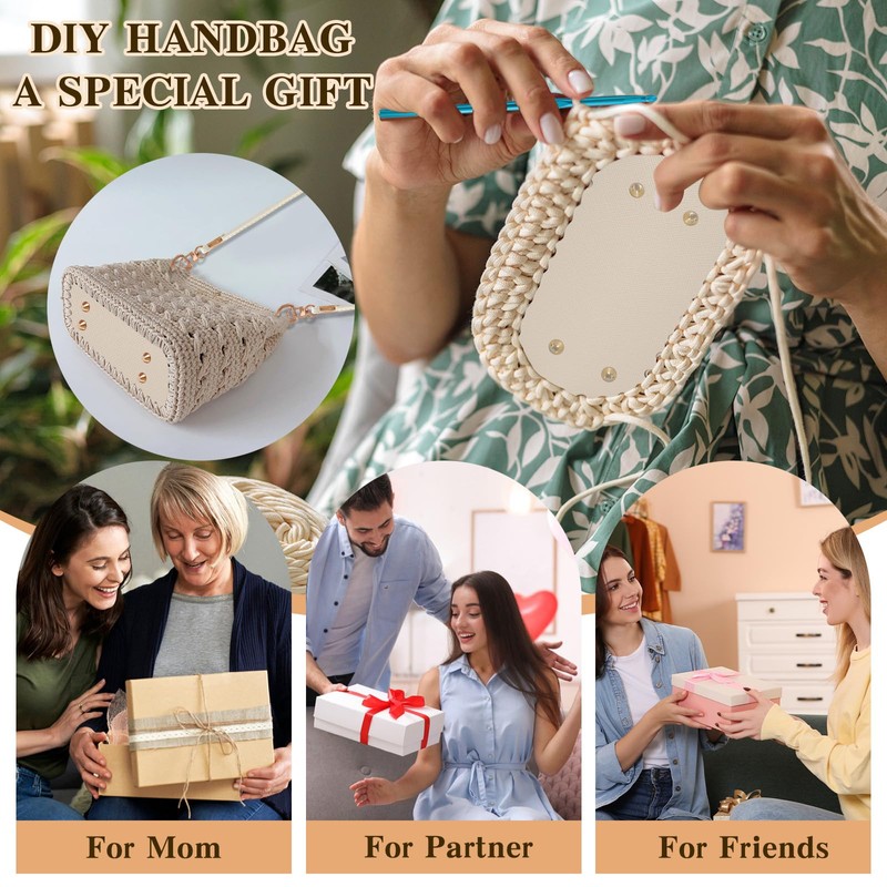 4 Pcs Bag Bases for Crochet with Adjustable Straps, DIY