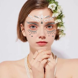 Queen Face Tattoos Stickers Glitter Face Gems Valentine's Day Temporary Tattoo Face Stickers for Women 4Pcs
