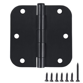 12 Pack Black Door Hinges Black Matte Black Hinges for Doors 3 1/2 Interior Door Hinges 3.5" x3.5 Inch Hinges Rounded 5/8" Raidus Standard Residential Bedroom Door Hinge Sturdy Door Hardware