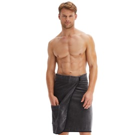 Morgenstern Sauna Kilt Men's Velcro Fastening 100% Cotton Terry Cloth, gray