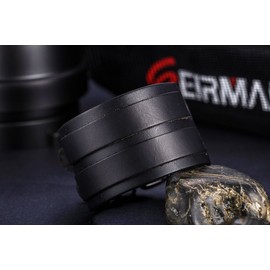 JewelryWe Men's Leather Bangle Cuff Bracelet Strap Wristband with Buckle Fastening Black (with Gift Bag)