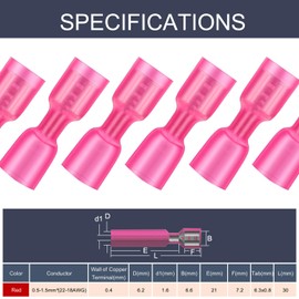 Chanzon UL Listed Heat Shrink Female Spade Wire Connectors 1/4" 22-16AWG Gauge Crimp Quick Disconnect Electrical Wiring Terminals 80pcs Red Waterproof for Automotive Marine Home Projects Boat Car