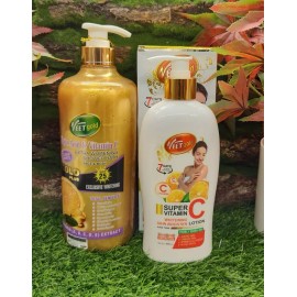 Veet Gold Kojic Acid and Vitamin C Extra Whitening Shower Bath 1000ml & Lotion