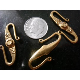 Silversmithsupply 30mm Jewelry clasps 10 s hooks ant gold pltd glue 3mm stone to customize  fpc194