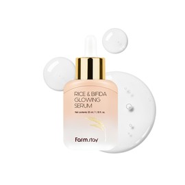 Farmstay Suero brillante de arroz y bífida, corrector de manchas oscuras para cara con niacinamida, para mujeres y hombres, cuidado de la piel coreano, 1.18 onzas líquidas