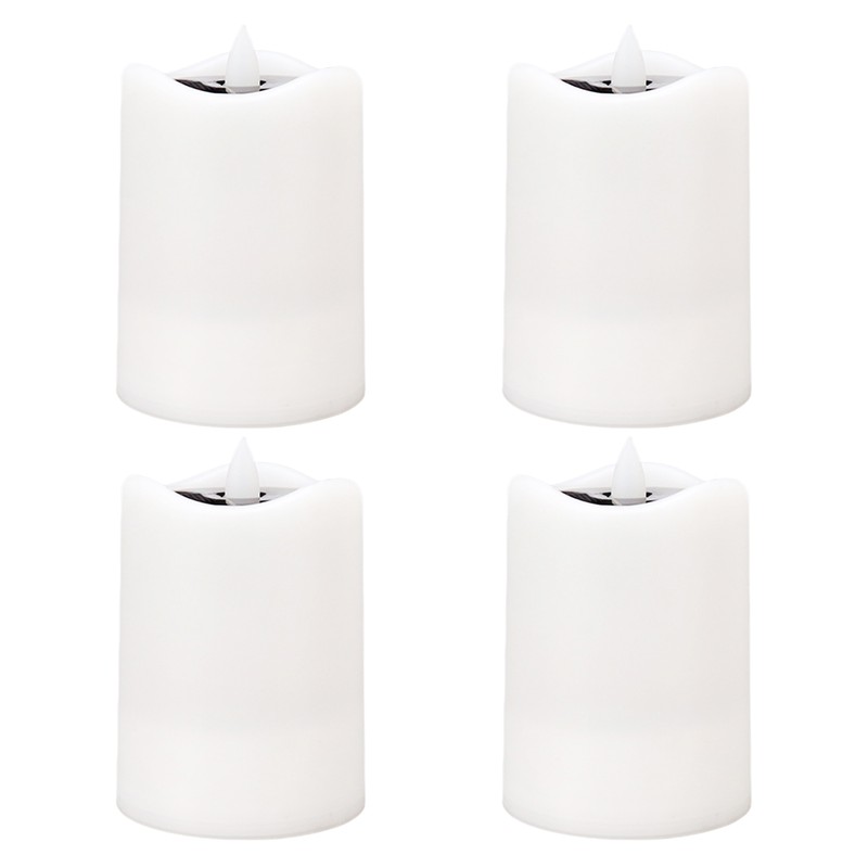 4Pcs Solar Powered LED Candle Light Yellow Flicker Tea Lamp