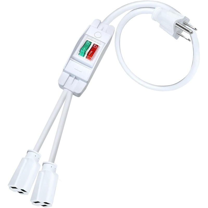 White 2 Way Extension Cord with On/Off LED Switch, Fiabtool