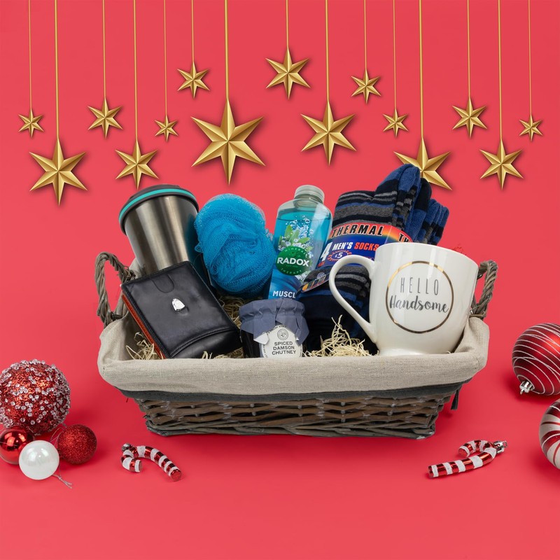 JVL Arianna Rectangular Willow Storage Basket, Grey Wash