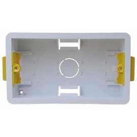 Generic 2 Gang 47mm Plastic Dry Lining Plasterboard Wall Back Box - 1 Pack, White & Yellow, Not Water Resistant, Back Box Only
