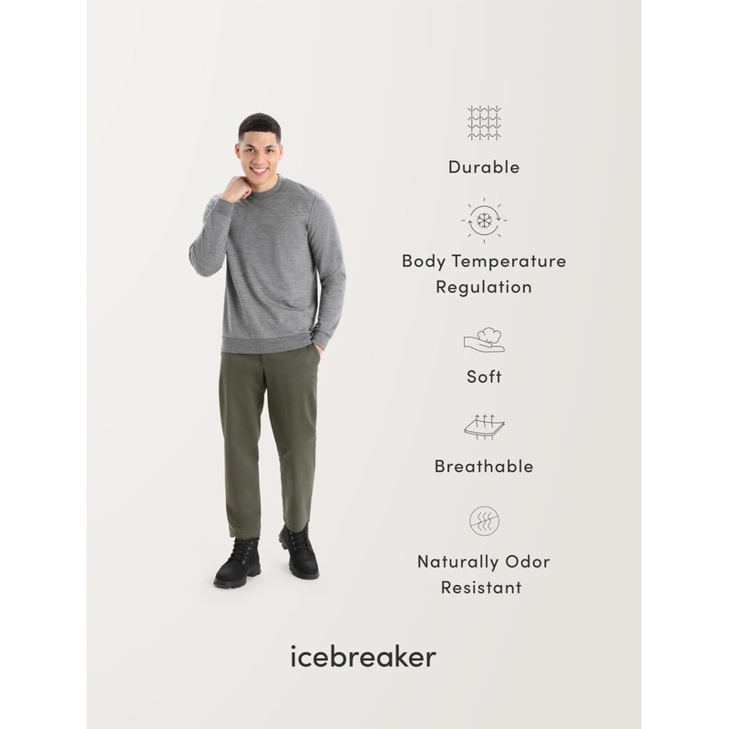 Icebreaker Men's Merino Blend Run+ Ultralight Crew - Black/Graphite -