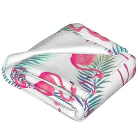 Tropical Pink Flamingo Throw Blanket Soft Bed Blankets Lightweight Cozy Plush Flannel Fleece Blanket for Sofa Couch Bedroom 50"x40" Small