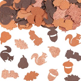 200PCS Fall Confetti for Table, Orange Brown Rose Gold Sequins Autumn Harvest Table Decorations for Home Fall Squirrel Pumpkin Leaves Truck Crafts Table Decor Confetti for Thanksgiving Table Decor