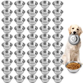 50 Pcs 5.5 Inch Stainless Steel Dog Bowls Replacement Basic Cat Bowls 10 OZ Food and Water Dish Thickened Dog Food Bowls Small Pet Plate Cat Food Bowl Pet Feeding Bowl for Kitten Puppy Small Dog
