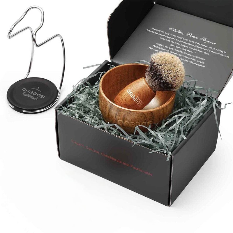 Anbbas Shaving Set, Pure Badger Hair Shaving Brush Wood Handle