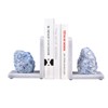 AMOYSTONE Natural Marble Bookends Heavy Duty for Shelves, L-Shaped Decorative
